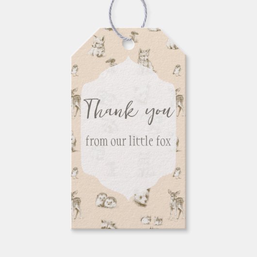 ヴィンテージの森の赤ちゃん動物 ギフトタグ (正面)