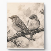 ヴィンテージの森の鳥のスケッチ ウォールアート｜