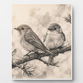 ヴィンテージの森の鳥のスケッチ ウォールアート｜ フォトプラーク