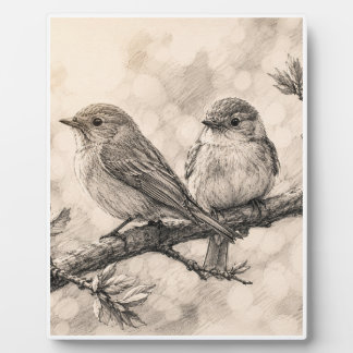 ヴィンテージの森の鳥のスケッチ ウォールアート| フォトプラーク