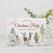 ヴィンテージの森の鹿の素朴クリスマスパーティー 招待状 (スタンド正面)