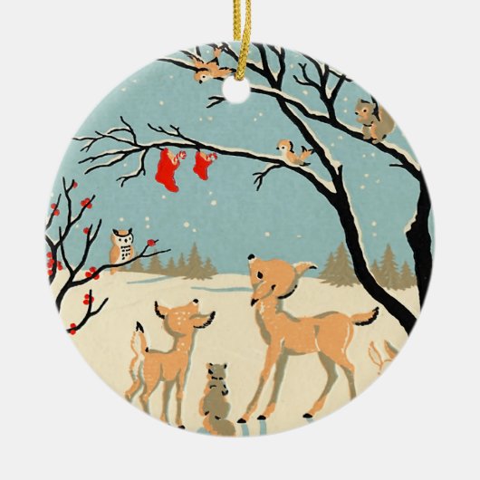 ヴィンテージの森林友人 セラミックオーナメント (正面)