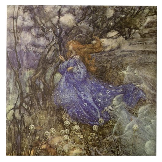 ヴィンテージの森林妖精および妖精6"タイル タイル (正面)