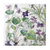 ヴィンテージの植物のすみれ色の野生の花によってはタイルが開花します タイル (正面)