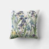 ヴィンテージの植物のアイリス花の花の庭の枕 クッション (裏面)