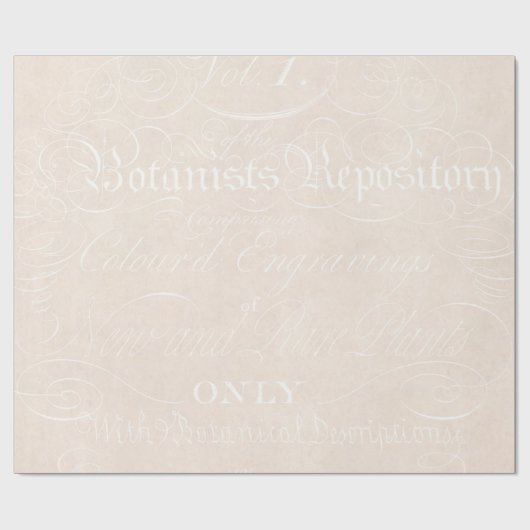 ヴィンテージの植物のクリーム色ベージュ文字の硫酸紙 ラッピングペーパー (フラット)