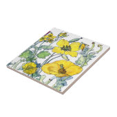 ヴィンテージの植物のケシの野生の花によってはタイルが開花します タイル (側面)