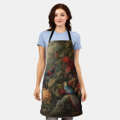 ヴィンテージの植物のシーンの鳥の花の楽園 エプロン (着用した状態)