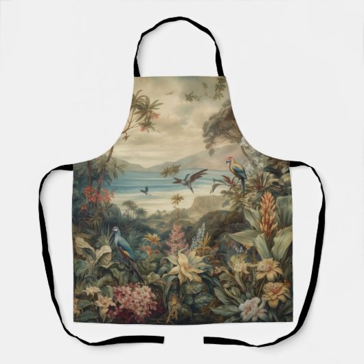 ヴィンテージの植物のシーンの鳥の花の楽園 エプロン (正面)