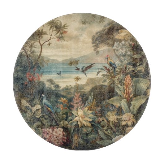 ヴィンテージの植物のシーンの鳥の花の楽園 カッティングボード (正面)