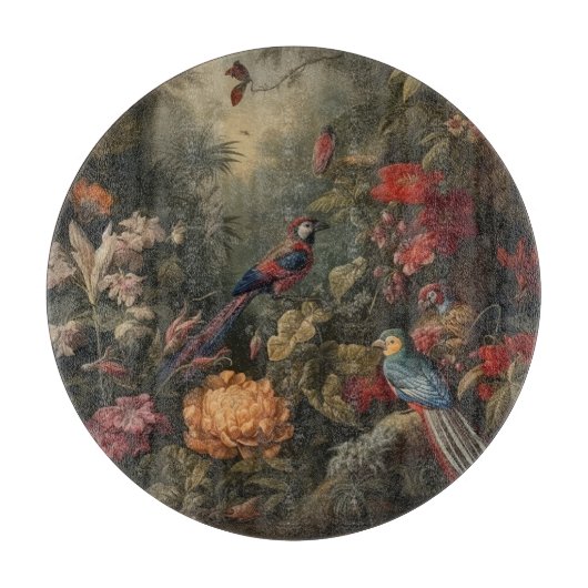 ヴィンテージの植物のシーンの鳥の花の楽園 カッティングボード (正面)