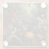 ヴィンテージの植物のシーンの鳥の花の楽園 ガラスコースター (裏面)