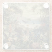 ヴィンテージの植物のシーンの鳥の花の楽園 ガラスコースター (裏面)