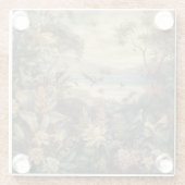 ヴィンテージの植物のシーンの鳥の花の楽園 ガラスコースター (裏面)