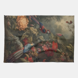 ヴィンテージの植物のシーンの鳥の花の楽園 キッチンタオル