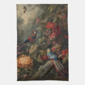 ヴィンテージの植物のシーンの鳥の花の楽園 キッチンタオル (縦)