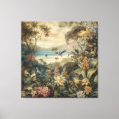 ヴィンテージの植物のシーンの鳥の花の楽園 キャンバスプリント (正面)