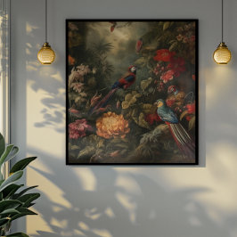 ヴィンテージの植物のシーンの鳥の花の楽園 キャンバスプリント