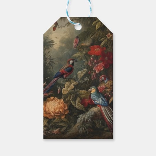 ヴィンテージの植物のシーンの鳥の花の楽園 ギフトタグ (正面)