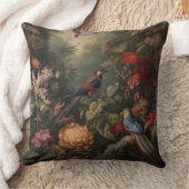 ヴィンテージの植物のシーンの鳥の花の楽園 クッション (ブランケット)