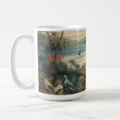 ヴィンテージの植物のシーンの鳥の花の楽園 コーヒーマグカップ (左)