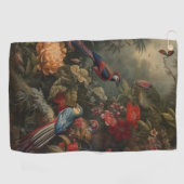 ヴィンテージの植物のシーンの鳥の花の楽園 ゴルフタオル (横)