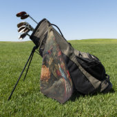 ヴィンテージの植物のシーンの鳥の花の楽園 ゴルフタオル (グリーン)