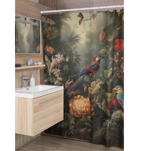 ヴィンテージの植物のシーンの鳥の花の楽園 シャワーカーテン