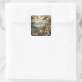 ヴィンテージの植物のシーンの鳥の花の楽園 スクエアシール (バッグ)