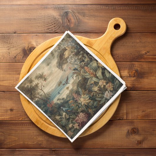 ヴィンテージの植物のシーンの鳥の花の楽園 スタンダードカクテルナプキン