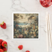 ヴィンテージの植物のシーンの鳥の花の楽園 スタンダードカクテルナプキン (インサイチュ)