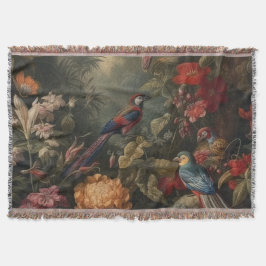 ヴィンテージの植物のシーンの鳥の花の楽園 スローブランケット