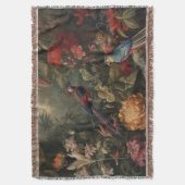 ヴィンテージの植物のシーンの鳥の花の楽園 スローブランケット (正面縦)