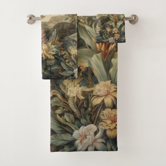 ヴィンテージの植物のシーンの鳥の花の楽園 バスタオルセット (インサイチュ)