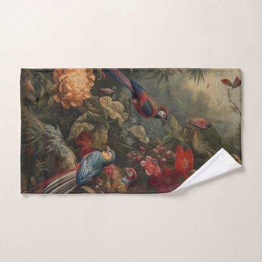 ヴィンテージの植物のシーンの鳥の花の楽園 バスタオルセット (ハンドタオル)