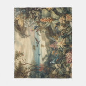 ヴィンテージの植物のシーンの鳥の花の楽園 フリースブランケット (正面)