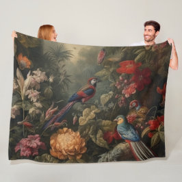 ヴィンテージの植物のシーンの鳥の花の楽園 フリースブランケット