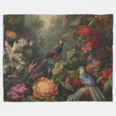 ヴィンテージの植物のシーンの鳥の花の楽園 フリースブランケット (正面(横))