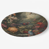 ヴィンテージの植物のシーンの鳥の花の楽園 ペーパープレート (アングル)