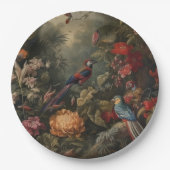 ヴィンテージの植物のシーンの鳥の花の楽園 ペーパープレート (正面)