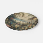 ヴィンテージの植物のシーンの鳥の花の楽園 ペーパープレート (アングル)