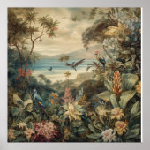 ヴィンテージの植物のシーンの鳥の花の楽園 ポスター (正面)