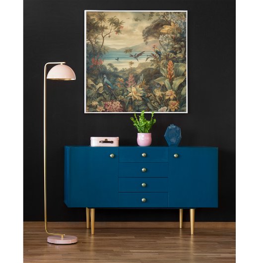 ヴィンテージの植物のシーンの鳥の花の楽園 ポスター