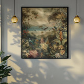 ヴィンテージの植物のシーンの鳥の花の楽園 ポスター