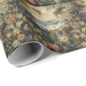 ヴィンテージの植物のシーンの鳥の花の楽園 ラッピングペーパー (ロールコーナー)