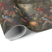 ヴィンテージの植物のシーンの鳥の花の楽園 ラッピングペーパー (ロールコーナー)