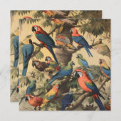 ヴィンテージの植物のシーンカラフルの木の中のパロット (正面/裏面)