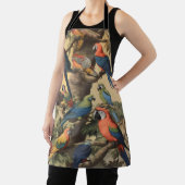 ヴィンテージの植物のシーンカラフルの木の中のパロット エプロン (インサイチュ)