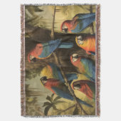 ヴィンテージの植物のシーンカラフルの木の中のパロット スローブランケット (正面縦)