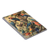 ヴィンテージの植物のシーンカラフルの木の中のパロット ノートブック (右側)